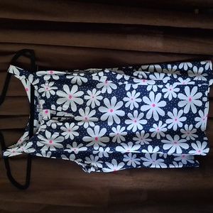 Lulu-B Neon Pink Daisy Print Keyhole Halter Top XL